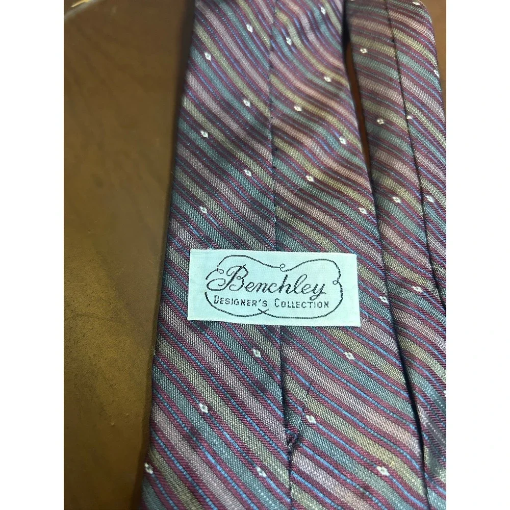 Benchley Designer‎ Collection Purple Men's 100% Silk Tie Striped Necktie